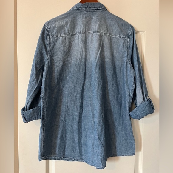 Chico’s Denim 3/4 Roll-up Sleeve Button Down Shirt Women’s Size Large - Picture 4 of 16